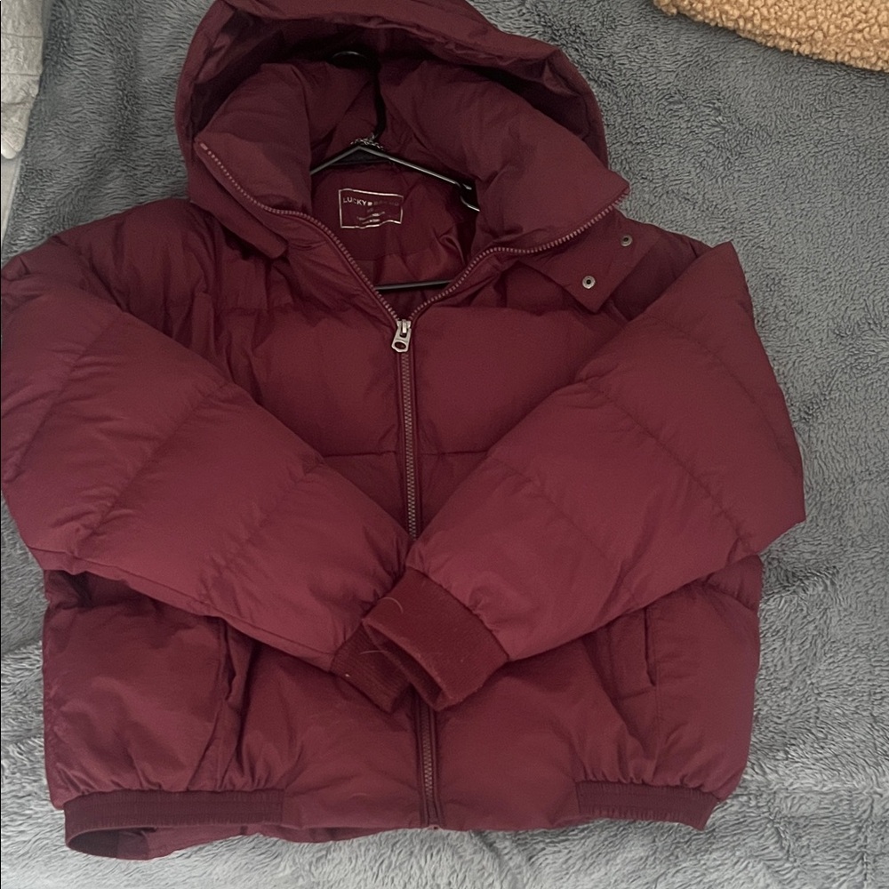 Lucky Brand Burgundy Puffer Jacket